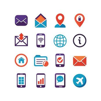 contacto nosotros icono conjunto colección para sitios web y móvil aplicaciones vector