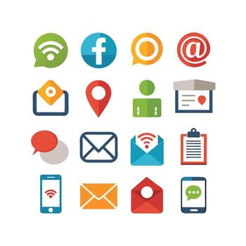 contacto nosotros icono conjunto colección para sitios web y móvil aplicaciones vector