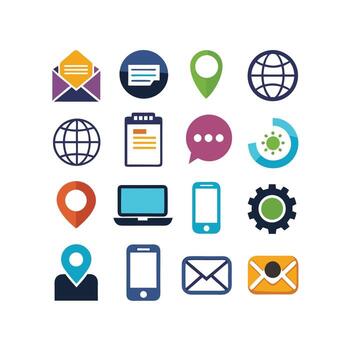 Contact Us icon set collection for websites and mobile applications vector