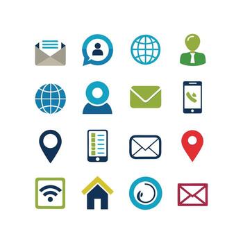 Contact Us icon set collection for websites and mobile applications vector