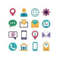 Contact Us icon set collection for websites and mobile applications vector