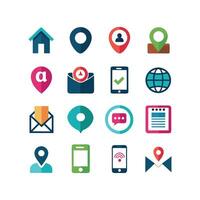 Contact Us icon set collection for websites and mobile applications vector
