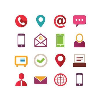 Contact Us icon set collection for websites and mobile applications vector