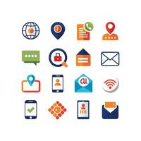 Contact Us icon set collection for websites and mobile applications vector