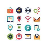 Contact Us icon set collection for websites and mobile applications vector