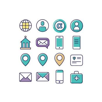 contacto nosotros icono conjunto colección para sitios web y móvil aplicaciones vector