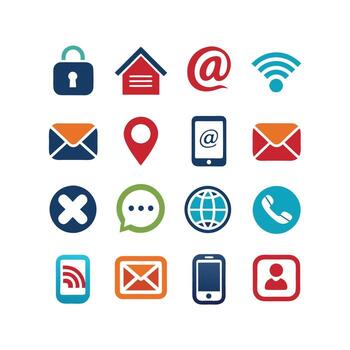 contacto nosotros icono conjunto colección para sitios web y móvil aplicaciones vector