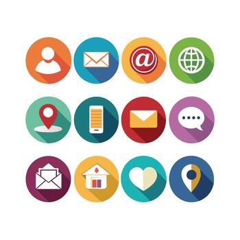 contacto nosotros icono conjunto colección para sitios web y móvil aplicaciones vector