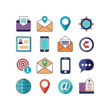 Contact Us icon set collection for websites and mobile applications vector