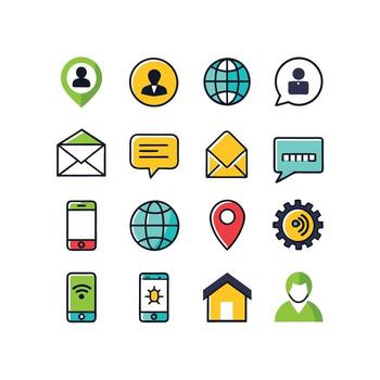 Contact Us icon set collection for websites and mobile applications vector