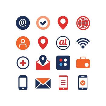 contacto nosotros icono conjunto colección para sitios web y móvil aplicaciones vector