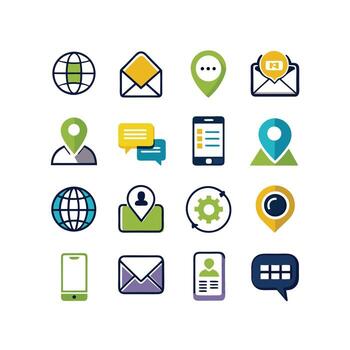 Contact Us icon set collection for websites and mobile applications vector