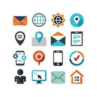 Contact Us icon set collection for websites and mobile applications vector