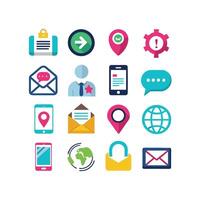 Contact Us icon set collection for websites and mobile applications vector