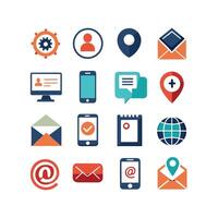 Contact Us icon set collection for websites and mobile applications vector