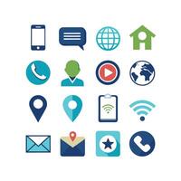 Contact Us icon set collection for websites and mobile applications vector