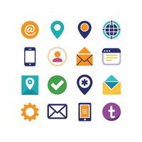 Contact Us icon set collection for websites and mobile applications vector