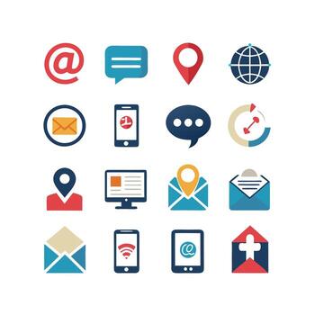 contacto nosotros icono conjunto colección para sitios web y móvil aplicaciones vector