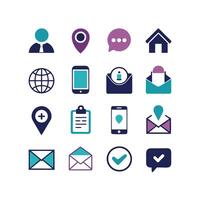 Contact Us icon set collection for websites and mobile applications vector