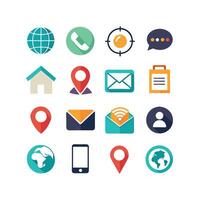Contact Us icon set collection for websites and mobile applications vector