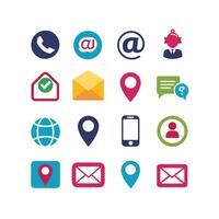 Contact Us icon set collection for websites and mobile applications vector