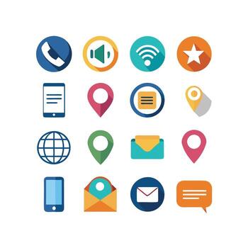 Contact Us icon set collection for websites and mobile applications vector