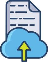Cloud upload linear color illustration vector