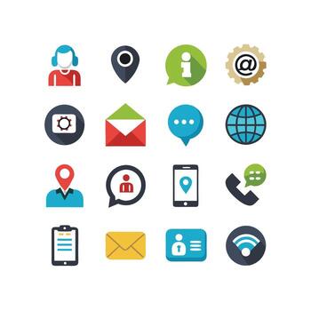 Contact Us icon set collection for websites and mobile applications vector