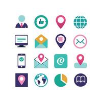 Contact Us icon set collection for websites and mobile applications vector