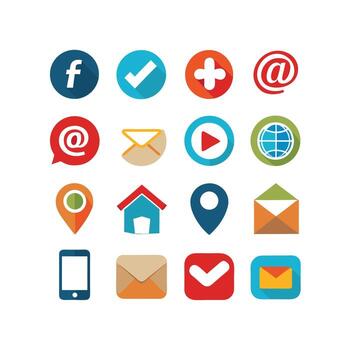 contacto nosotros icono conjunto colección para sitios web y móvil aplicaciones vector