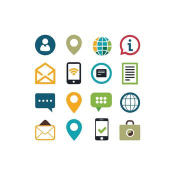Contact Us icon set collection for websites and mobile applications vector