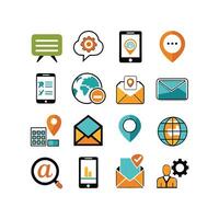 Contact Us icon set collection for websites and mobile applications vector