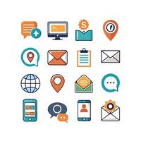 Contact Us icon set collection for websites and mobile applications vector