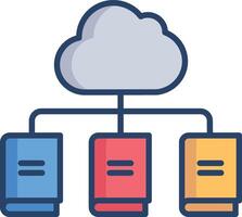 Cloud Library linear color illustration vector