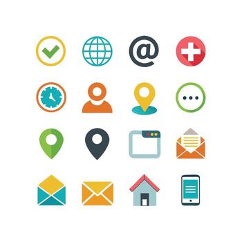 contacto nosotros icono conjunto colección para sitios web y móvil aplicaciones vector