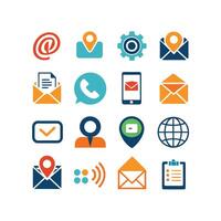 Contact Us icon set collection for websites and mobile applications vector