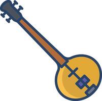 Sitar linear color illustration vector
