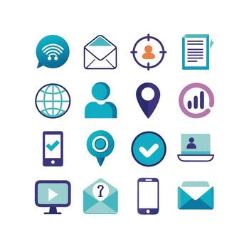 Contact Us icon set collection for websites and mobile applications vector