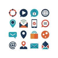 Contact Us icon set collection for websites and mobile applications vector