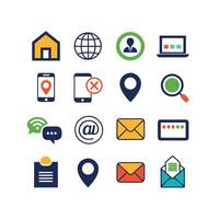 Contact Us icon set collection for websites and mobile applications vector