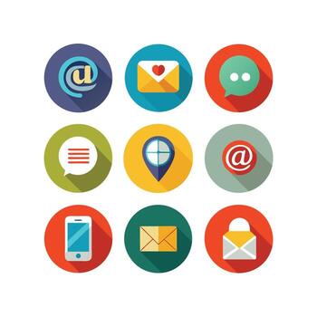 contacto nosotros icono conjunto colección para sitios web y móvil aplicaciones vector