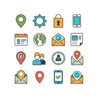 Contact Us icon set collection for websites and mobile applications vector