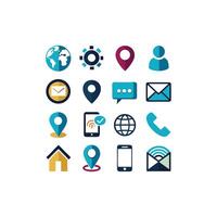 Contact Us icon set collection for websites and mobile applications vector