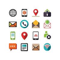 Contact Us icon set collection for websites and mobile applications vector