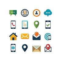 Contact Us icon set collection for websites and mobile applications vector
