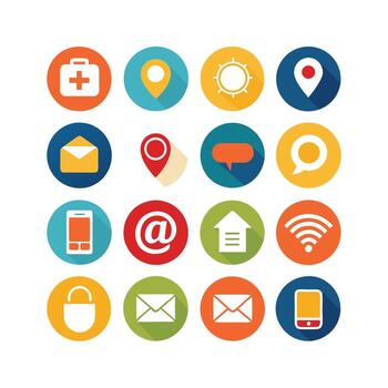 Contact Us icon set collection for websites and mobile applications vector