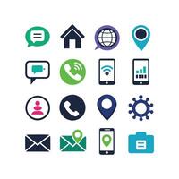 Contact Us icon set collection for websites and mobile applications vector