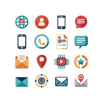 Contact Us icon set collection for websites and mobile applications vector