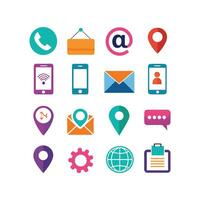 Contact Us icon set collection for websites and mobile applications vector