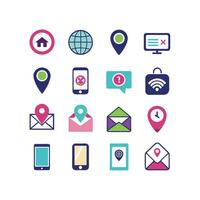 Contact Us icon set collection for websites and mobile applications vector